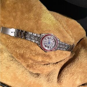 Elegant Silver and Reddish/pink Women's Watch